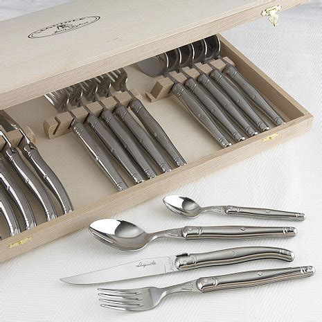 laguiole stainless steel boxed flatware set of 24|Laguiole 24 pieces flatware set stainless steel handle.